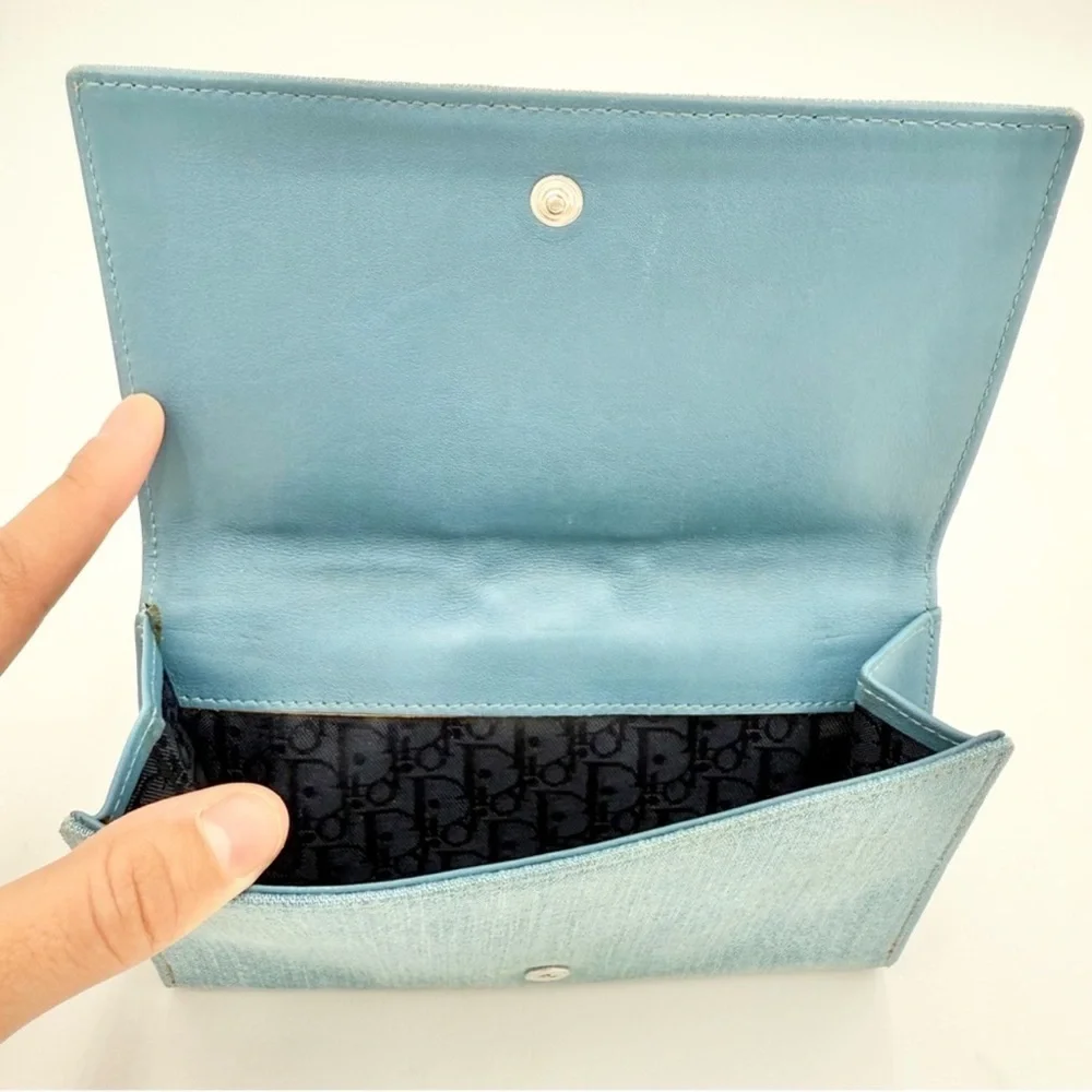 Rare Vintage 2002 Dior Denim Lace Up Long Wallet EUC Retail $3000